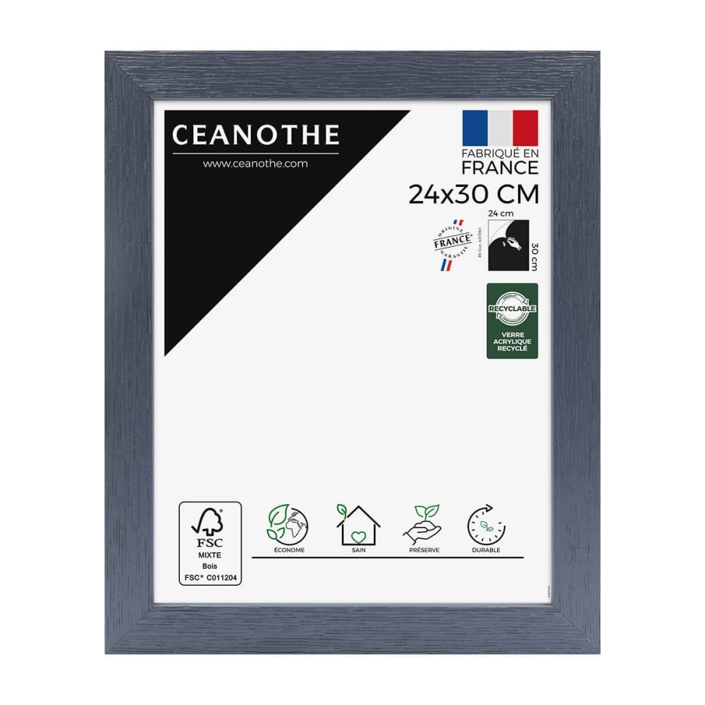 Cadre photo gris bleuté 24x30 cm bois reconstitué fsc