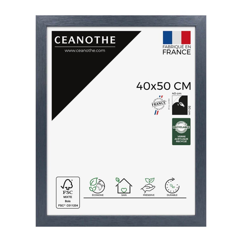 Cadre photo gris bleuté 40x50 cm bois reconstitué fsc
