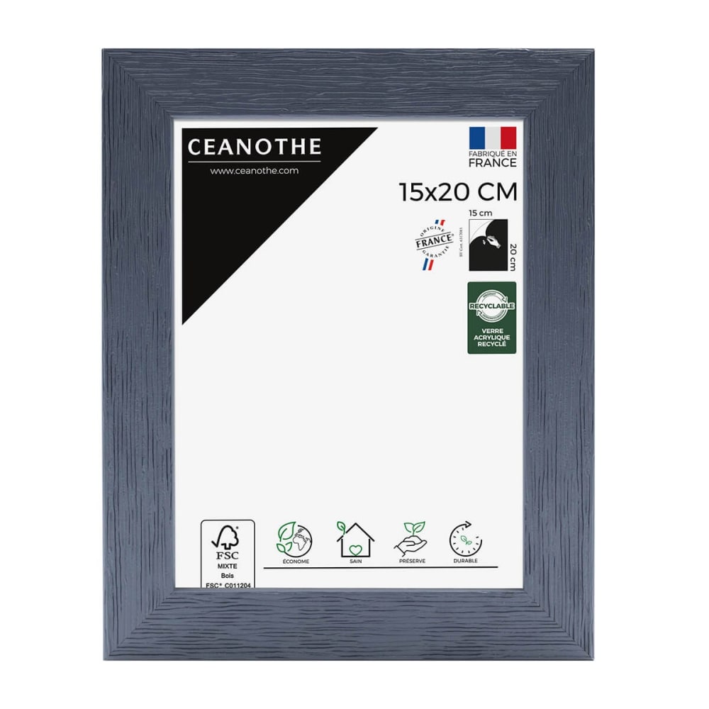 Cadre photo gris bleuté 15x20 cm bois reconstitué fsc