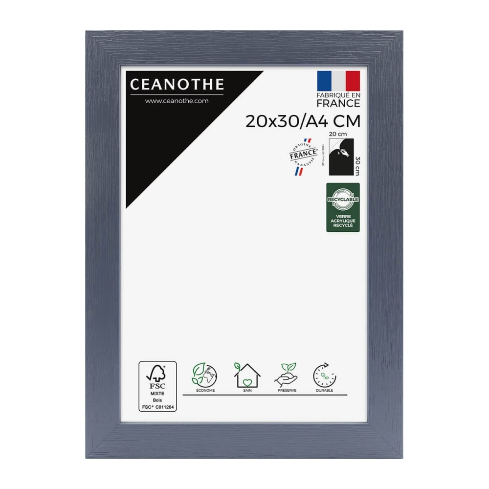 Cadre photo gris bleuté 20x30 cm bois reconstitué fsc