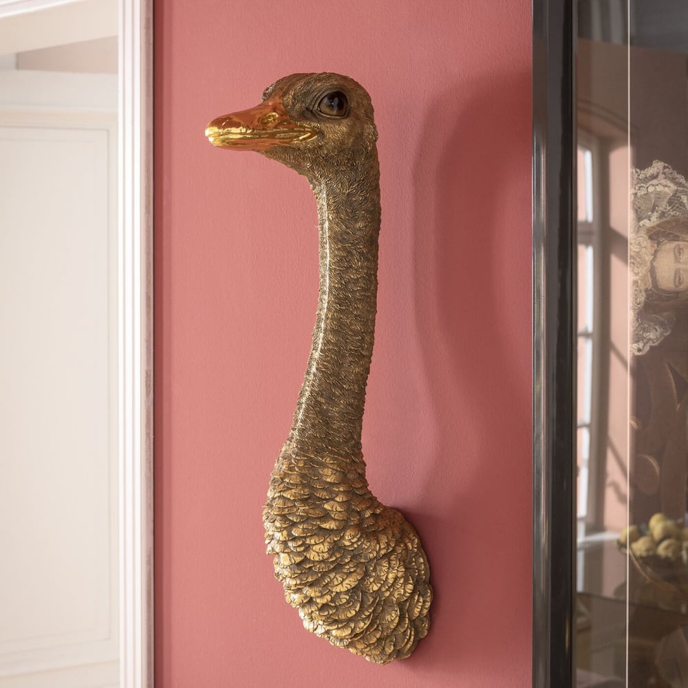 Déco murale autruche en polyrésine dorée - Maisons du Monde