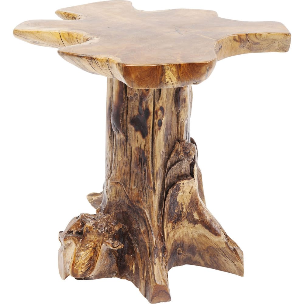 Kare Design Table d'appoint souche d'arbre en teck massif Marron Bois - 40x52x30cm