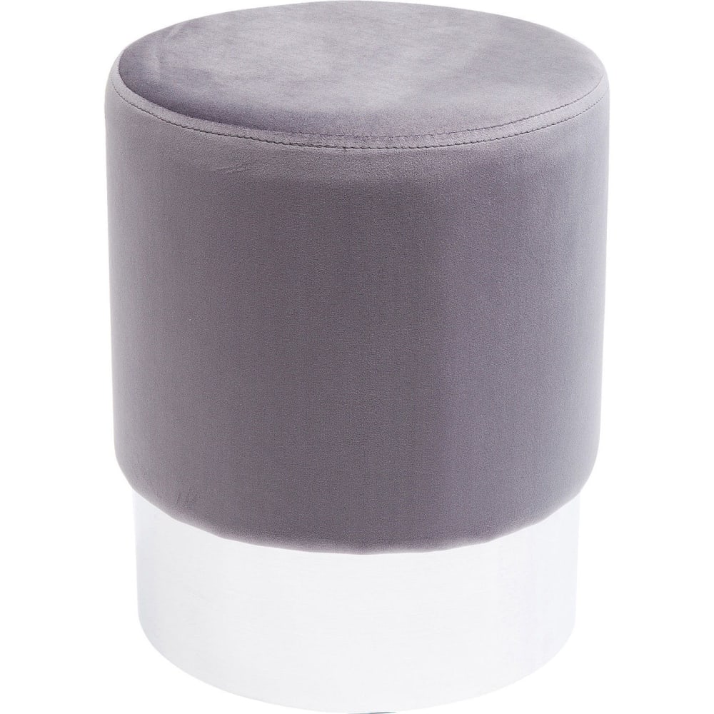 Kare Design Tabouret en velours gris clair et acier chromé style classique chic Gris Velours - 35x42x35cm