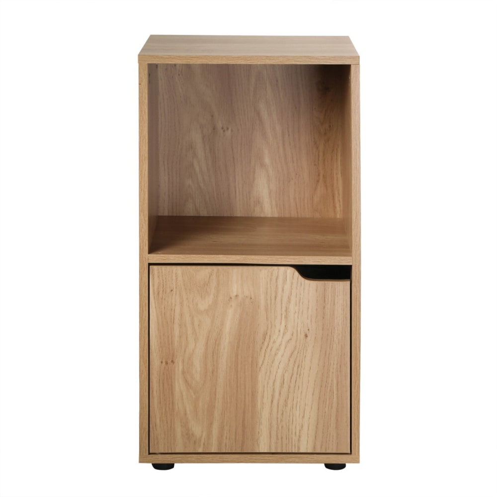 Table de chevet 2 cases effet bois 1 porte