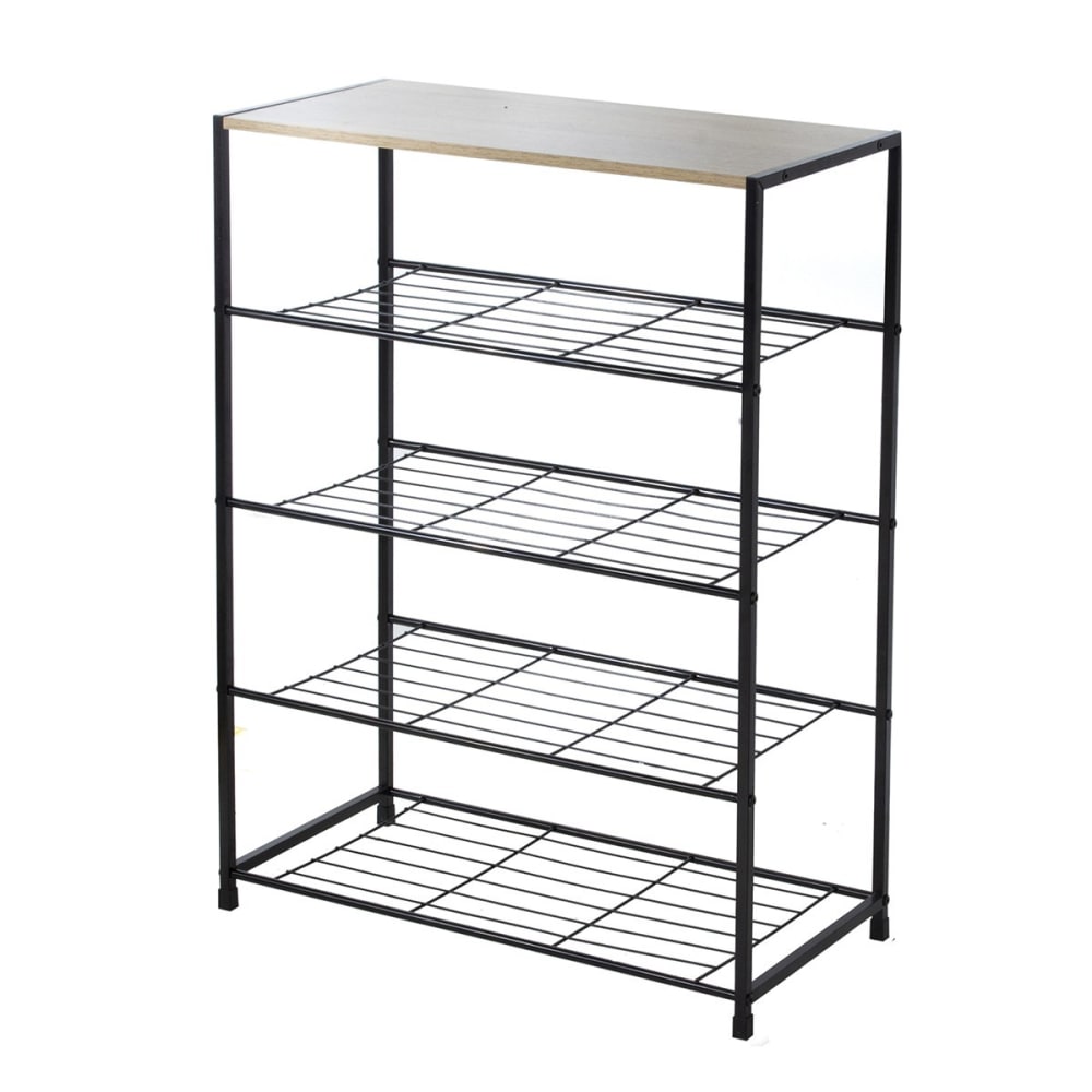 Etagère à chaussures 5 niveaux en métal noir
