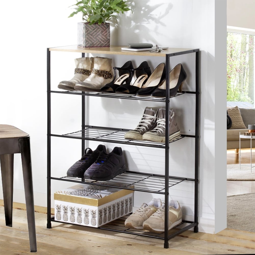 Etagère à chaussures 5 niveaux en métal noir - lexie - Maisons du Monde