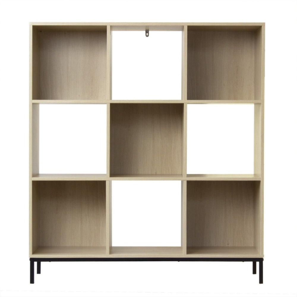 Calicosy Regal mit 9 Fächern und Metallfüßen - style industrial Beige Spanplatte