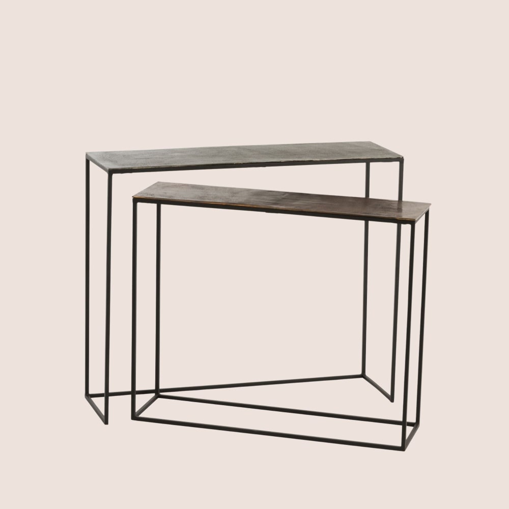 Juego de 2 consolas rectangulares de aluminio negro - Maisons du Monde