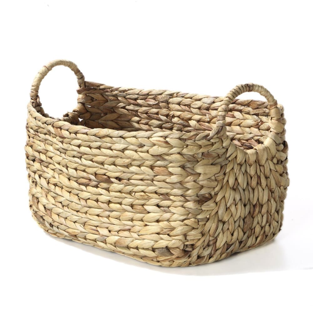 Calicosy Korb aus Wasserhyazinthe mit Griffen - B46 x L27 x H27 cm - Beige Beige Naturfasern