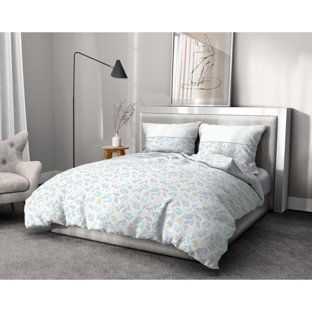 ADONIS Parure de couette 100% coton - Bleu - 240x260 cm