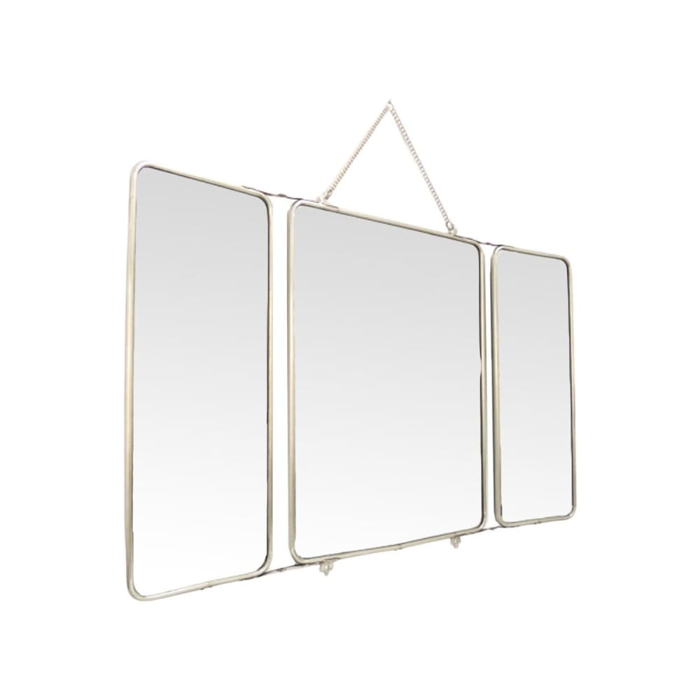 Miroir de barbier en métal argenté 87x55,5 cm