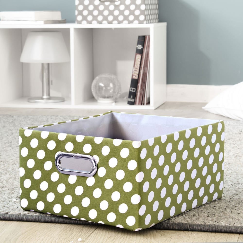 Tiroir tissu vert pois blanc - Maisons du Monde