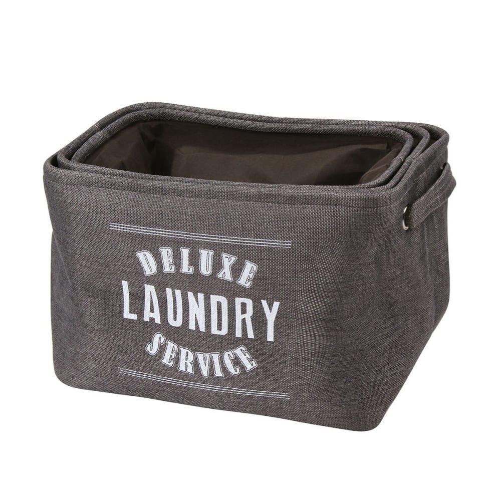 Lot de 3 paniers à linge en toile grise — vue 4