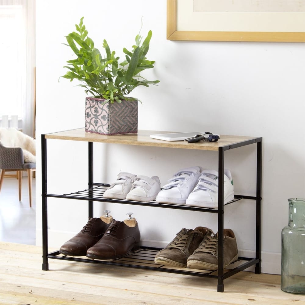 Regal für Schuhe mit 3 Regalebenen L63 cm - LEXIE - Schwarz -