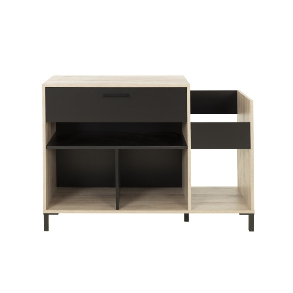 Mueble de almacenaje vinilos 1 cajón - marrón y negro