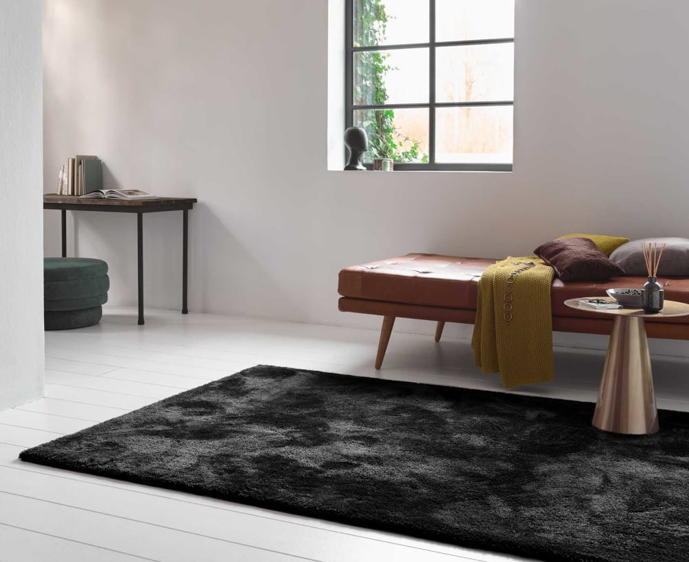 Tapis poils longs tufté noir 120x170 — vue 3