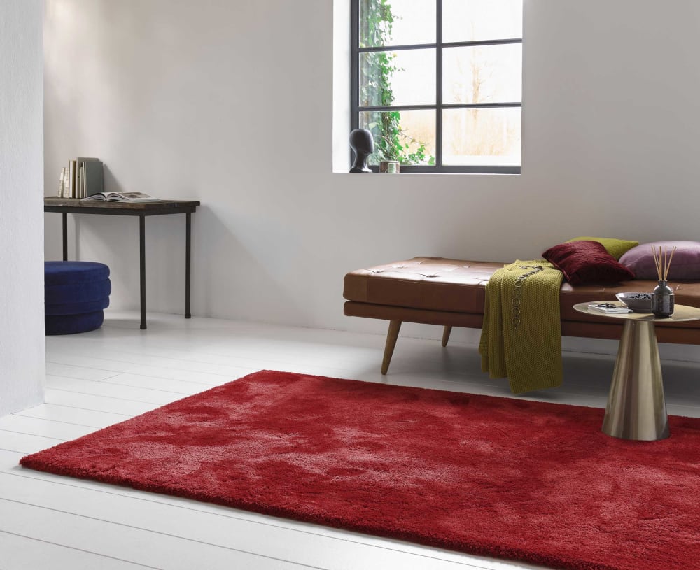 Tapis poils longs tufté doux rouge pourpre 120x170 — vue 3