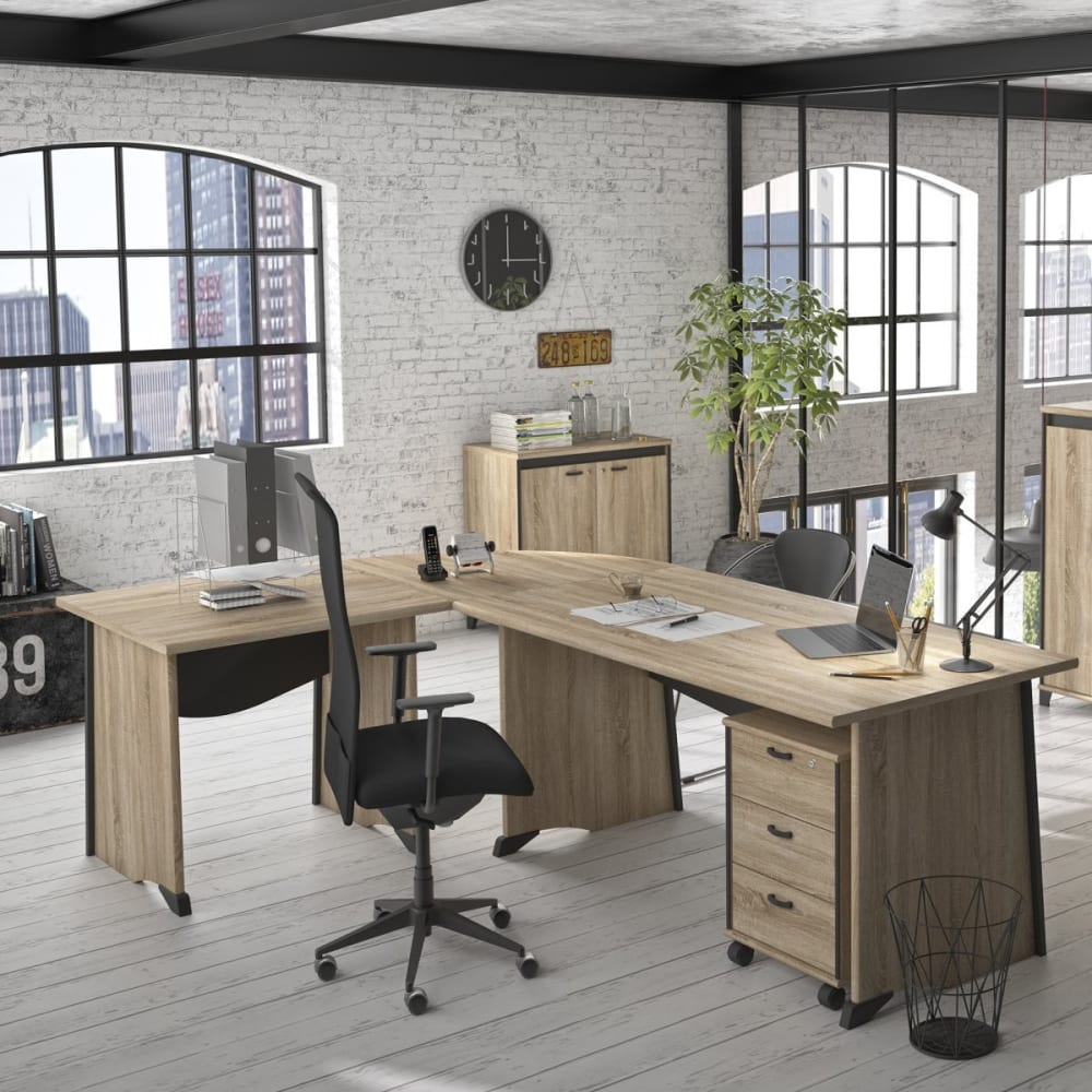 Bureau style industriel avec voile de fond - Beige et