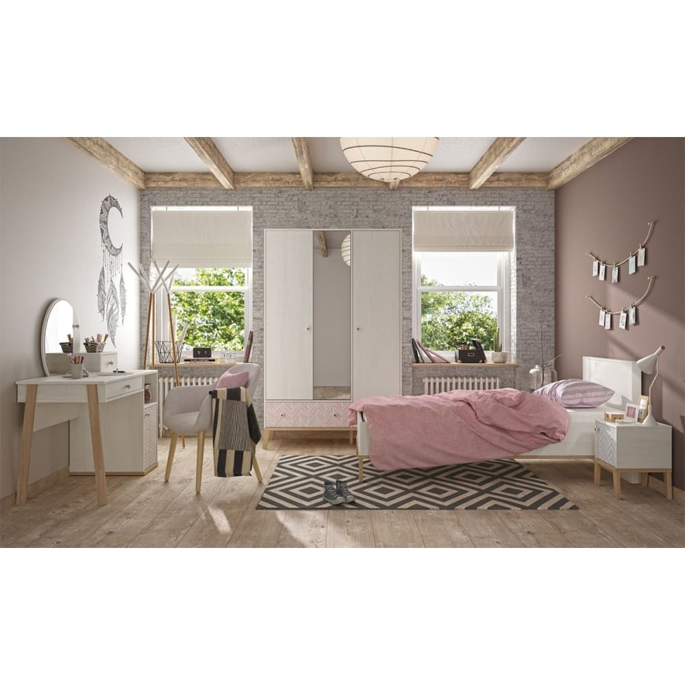 Chevet 1 porte pieds en hêtre H47cm - Beige - Maisons du Monde