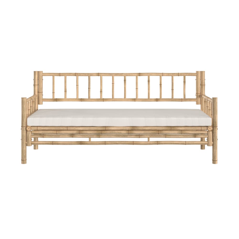 Canapé de jardin blanc 3 places en bambou naturel