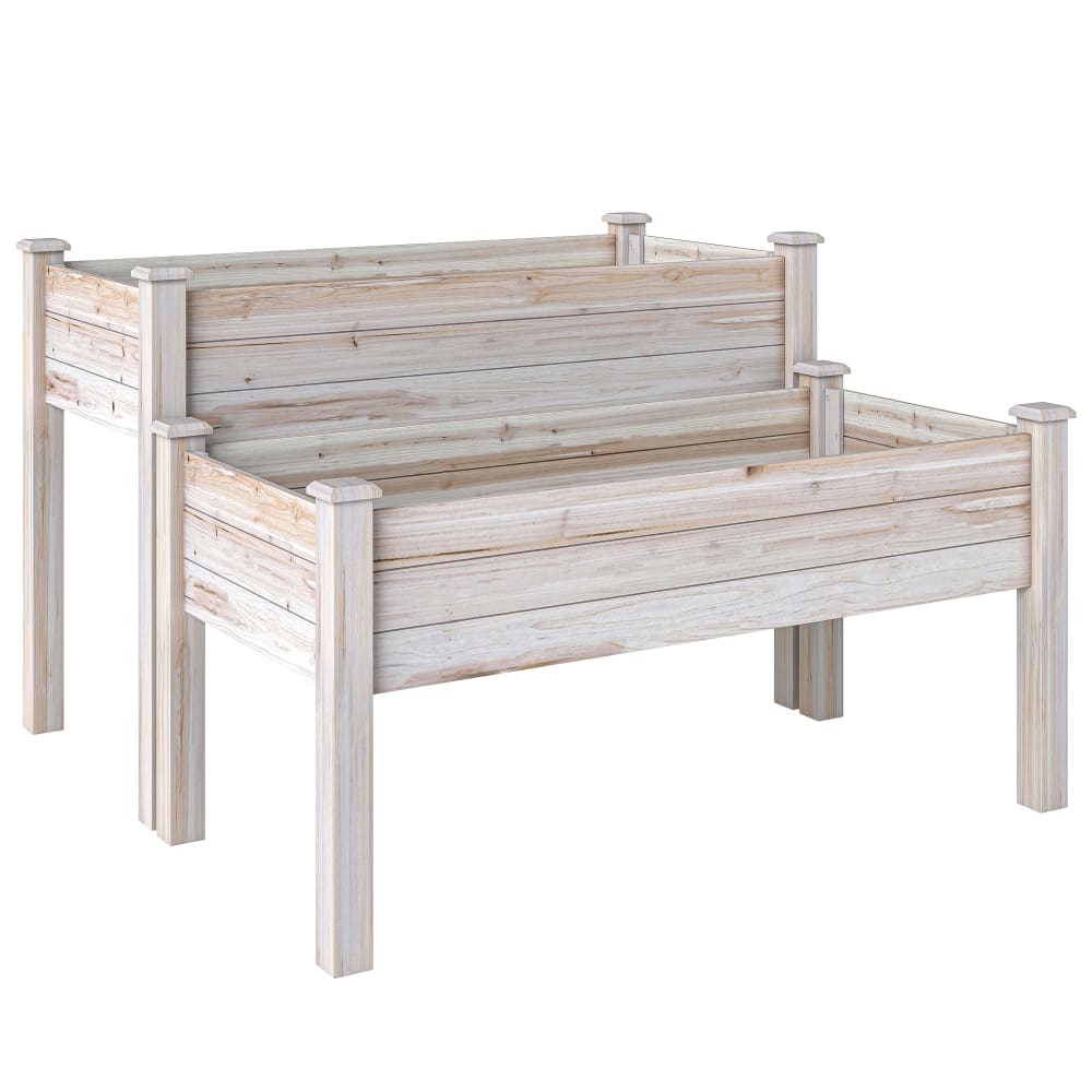 Jardinière sur pieds carré potager 2 étages bois sapin naturel