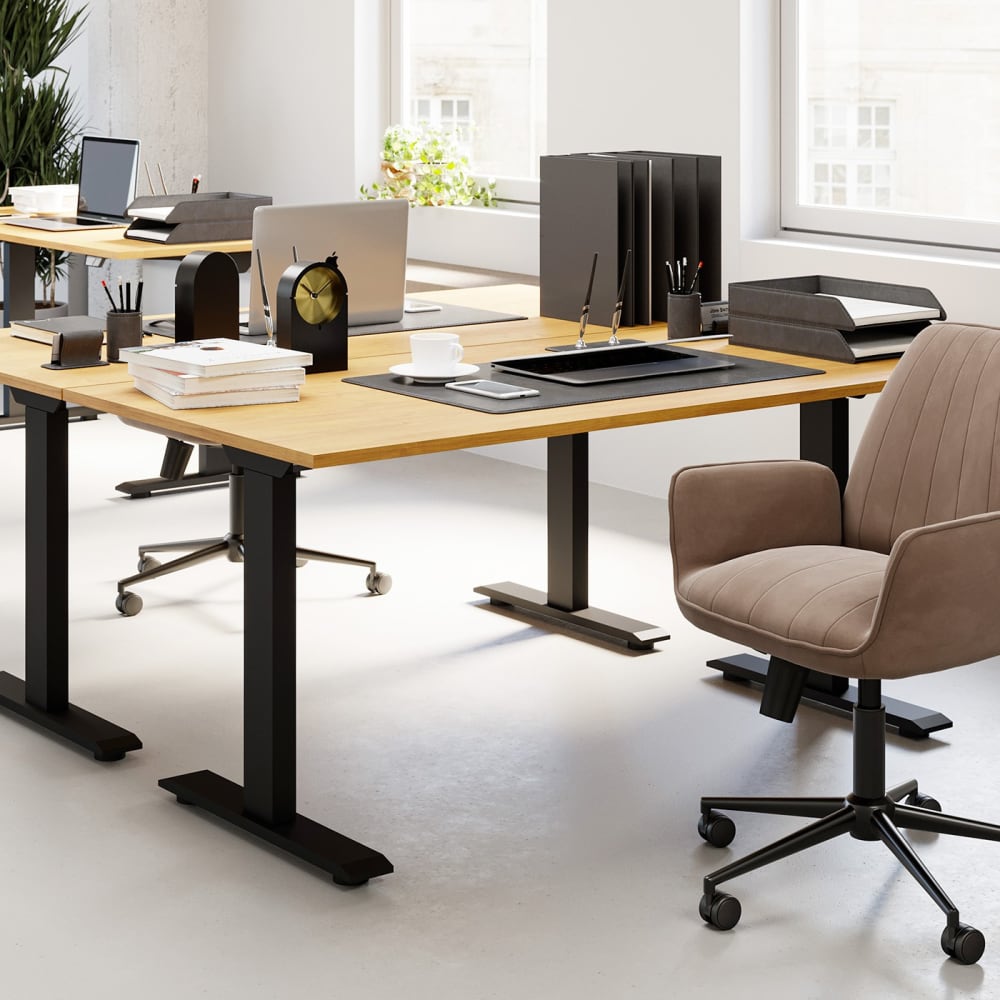 Escritorio ajustable de roble y acero negro L160 - Maisons du Monde