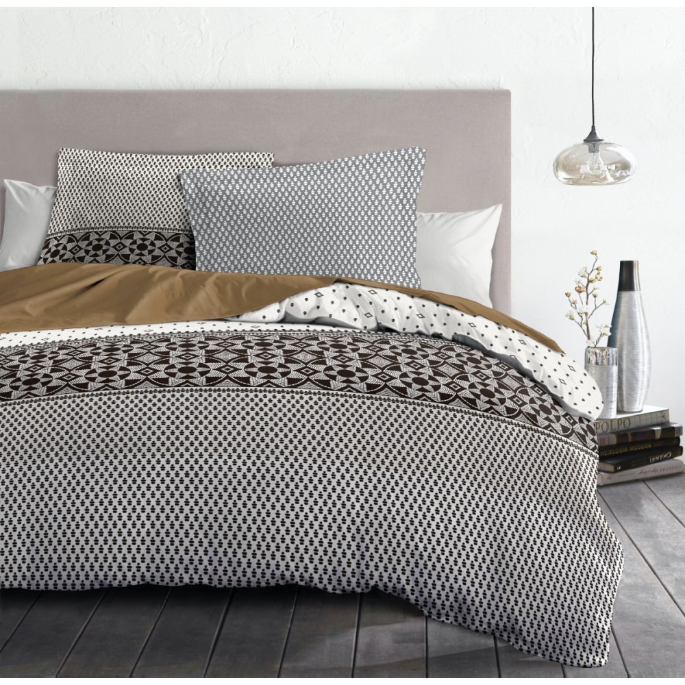 LA NUIT BERBERE Parure de couette 100% coton - Chocolat - 240x260 cm