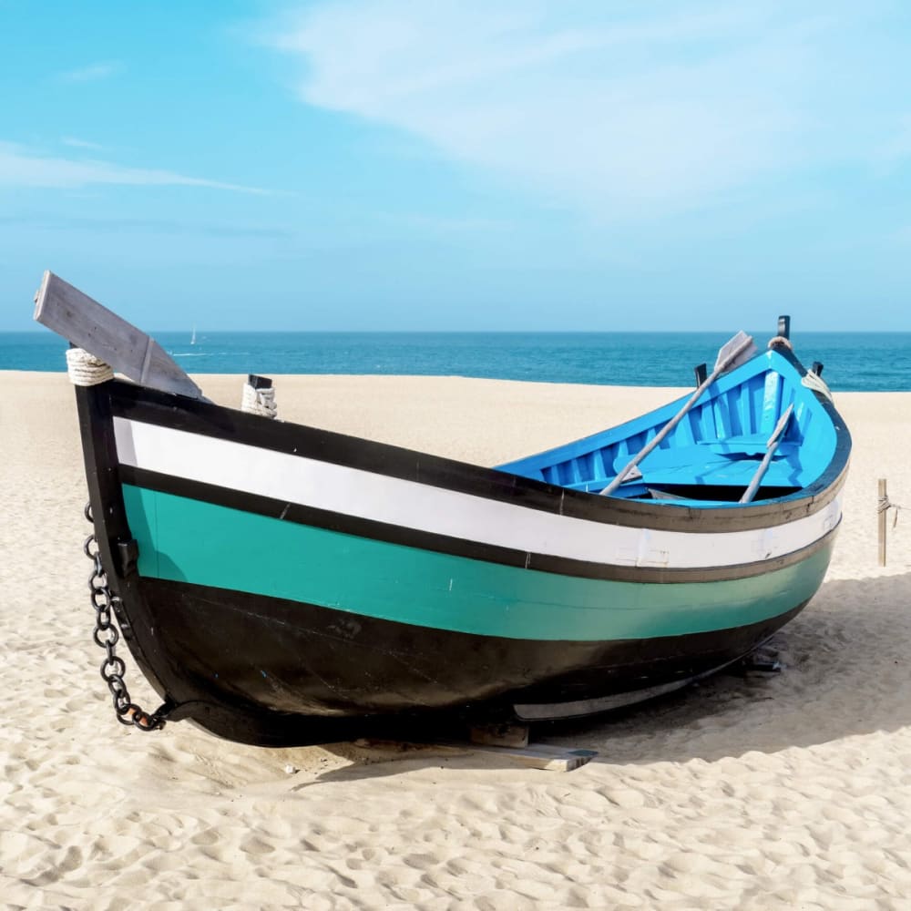 Tableau sur toile barque bleue 65x65cm