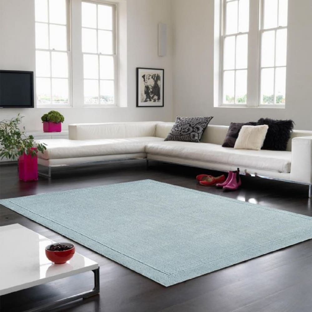Tapis tufté main en laine bleu gris 120x170 cm