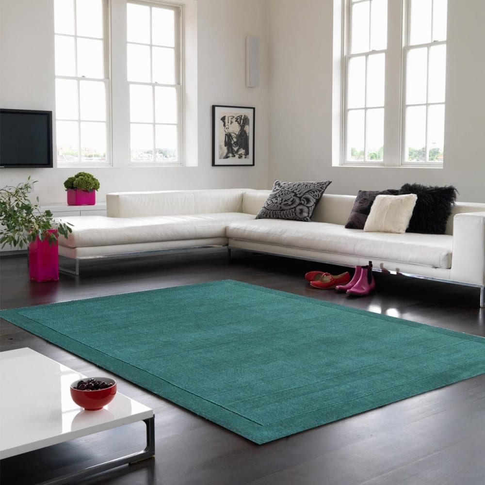 Tapis tufté main en laine bleu lagon 80x150 cm