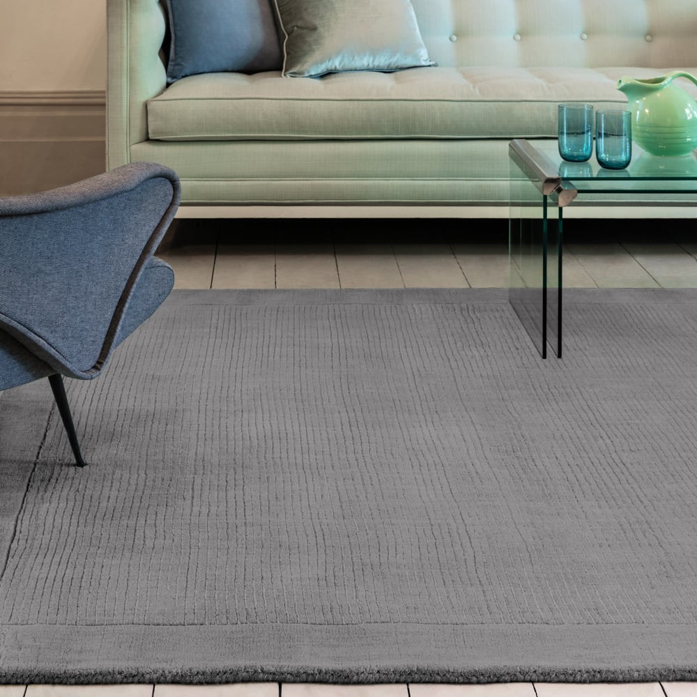 Novatrend Unifarbener handgetufteter Wollteppich 160x230 cm style classic chic Grau Wolle