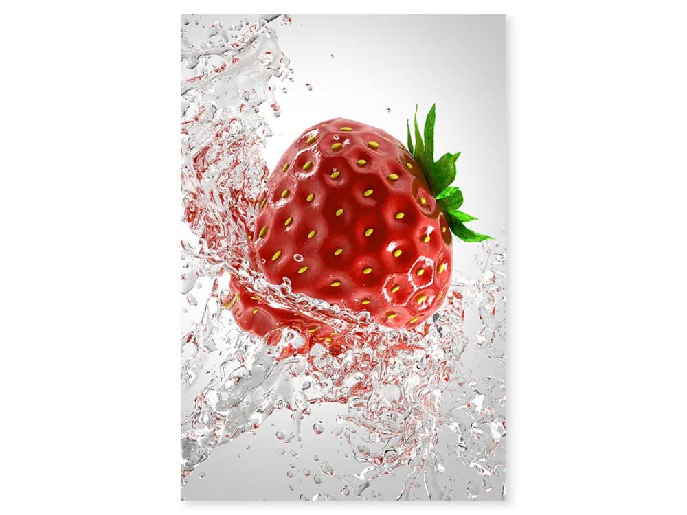 Tableau fraise et goutte d'eau impression sur aluminium 40x60 cm