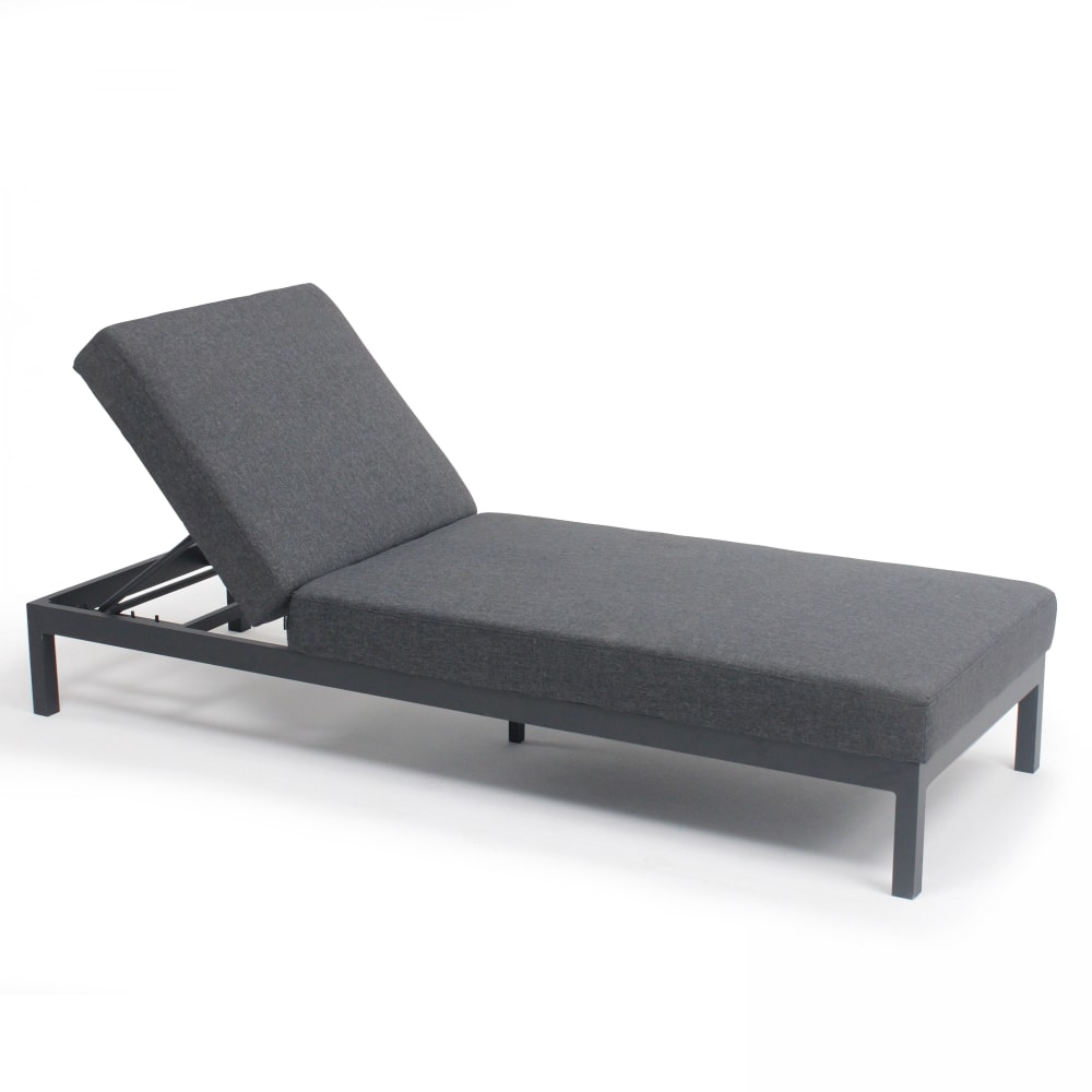 Bain de soleil inclinable en aluminium gris