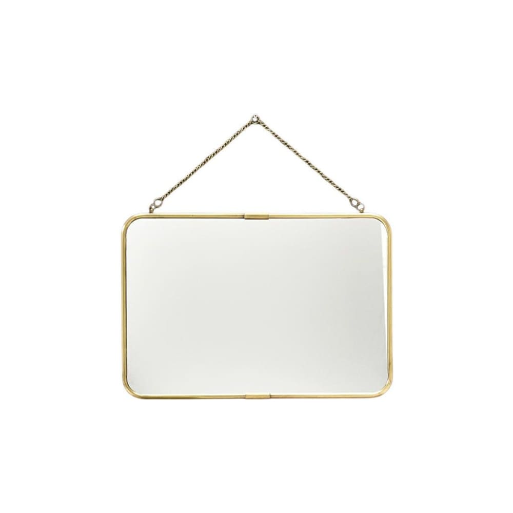 Miroir de barbier rectangulaire en laiton doré 57 x 39 cm
