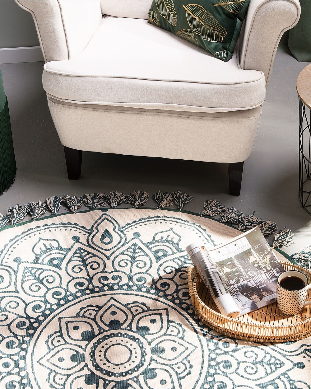 Tapis en tissu vert 120x120cm — vue 3