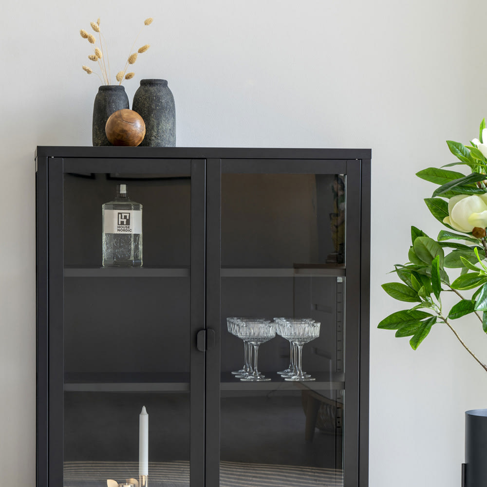 Vaisselier en verre et métal H101,5cm - Noir