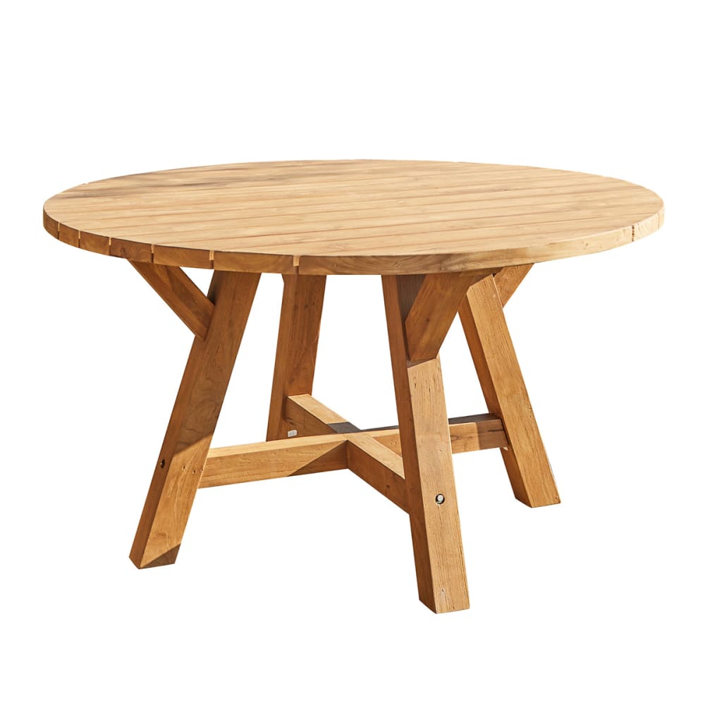 Table de jardin en teck massif recyclé ronde 6 pers.