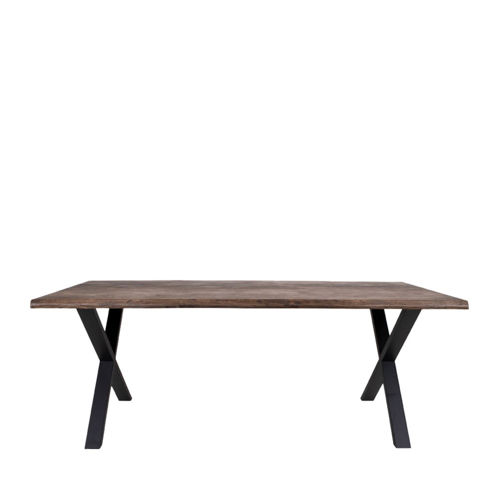 Table à manger 8 personnes en bois et métal - Bois foncé