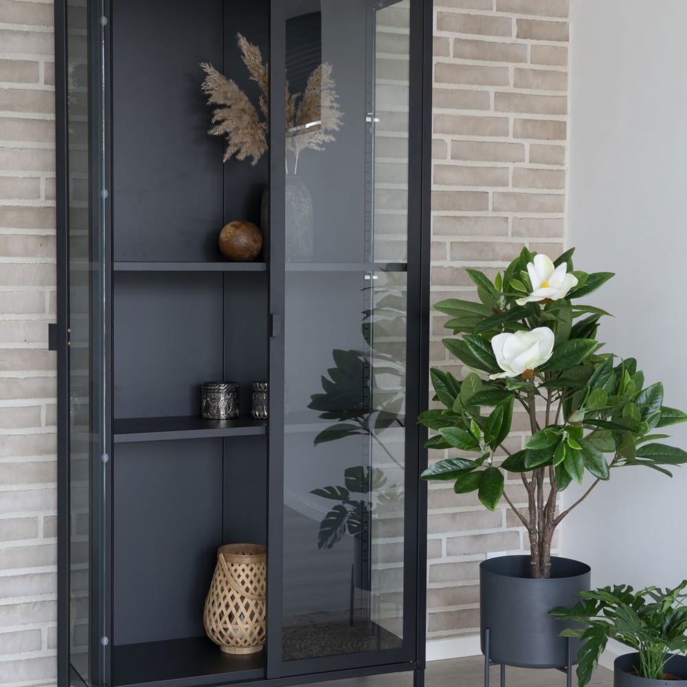 Vaisselier en verre et métal H175cm - Noir