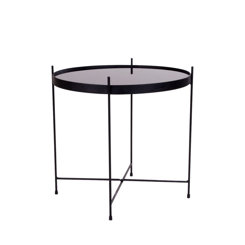Table basse en verre et métal ø48xh48cm - Noir