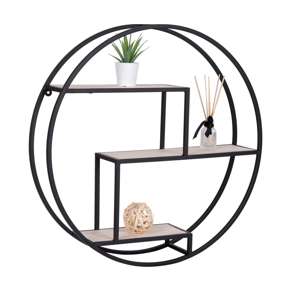 Étagère design ronde 64x12x62 cm naturel et noir