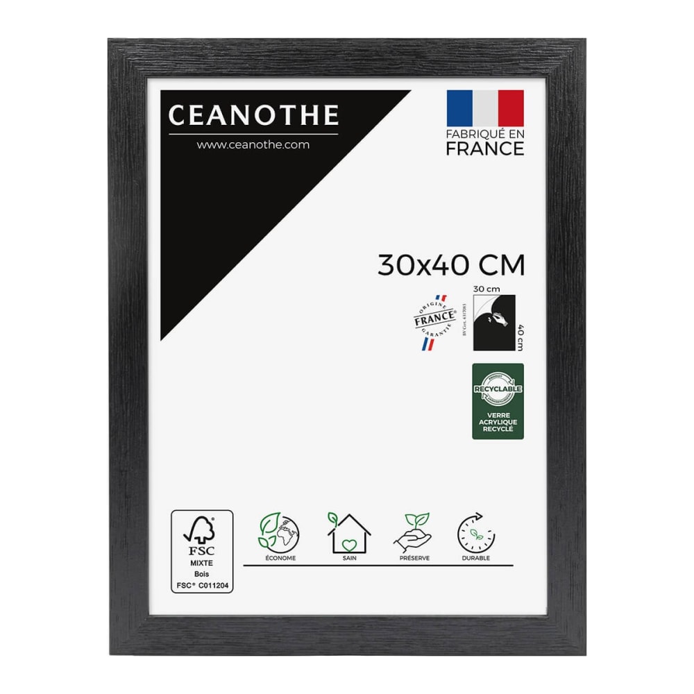 Cadre photo noir 30x40 cm bois reconstitué fsc