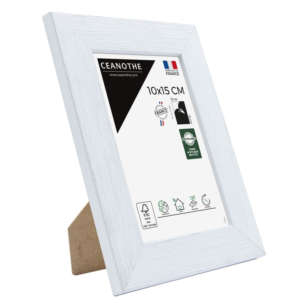 Cadre photo blanc 10x15 cm bois reconstitué fsc — vue 4