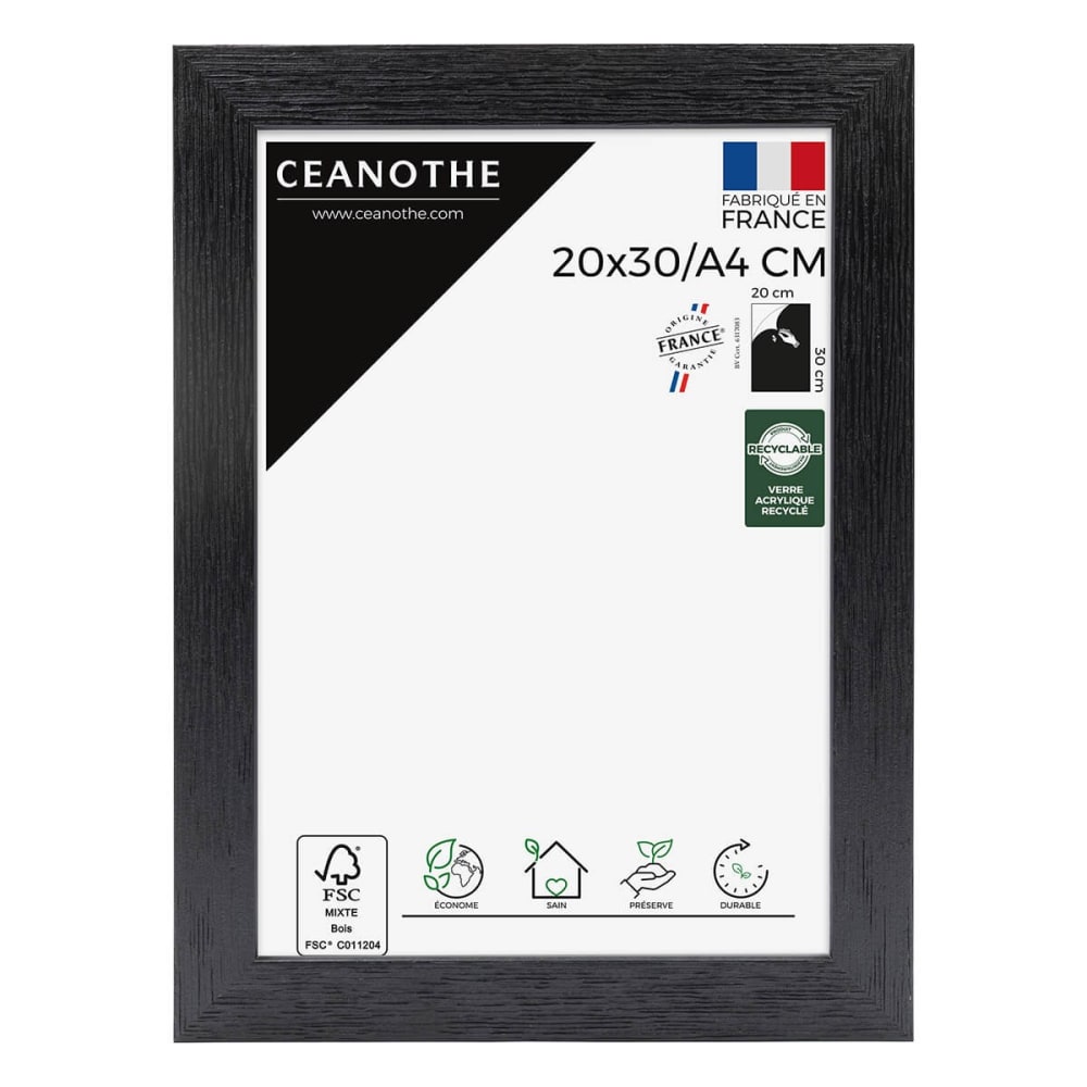 Cadre photo noir 20x30 cm bois reconstitué fsc