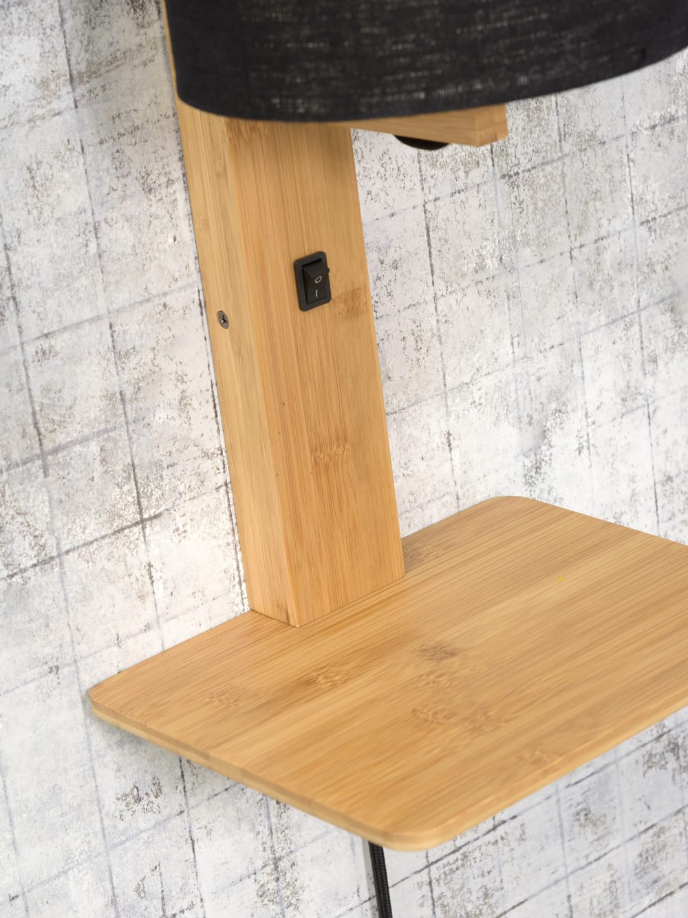 Applique bambou/lin avec tablette H36cm - Maisons du Monde
