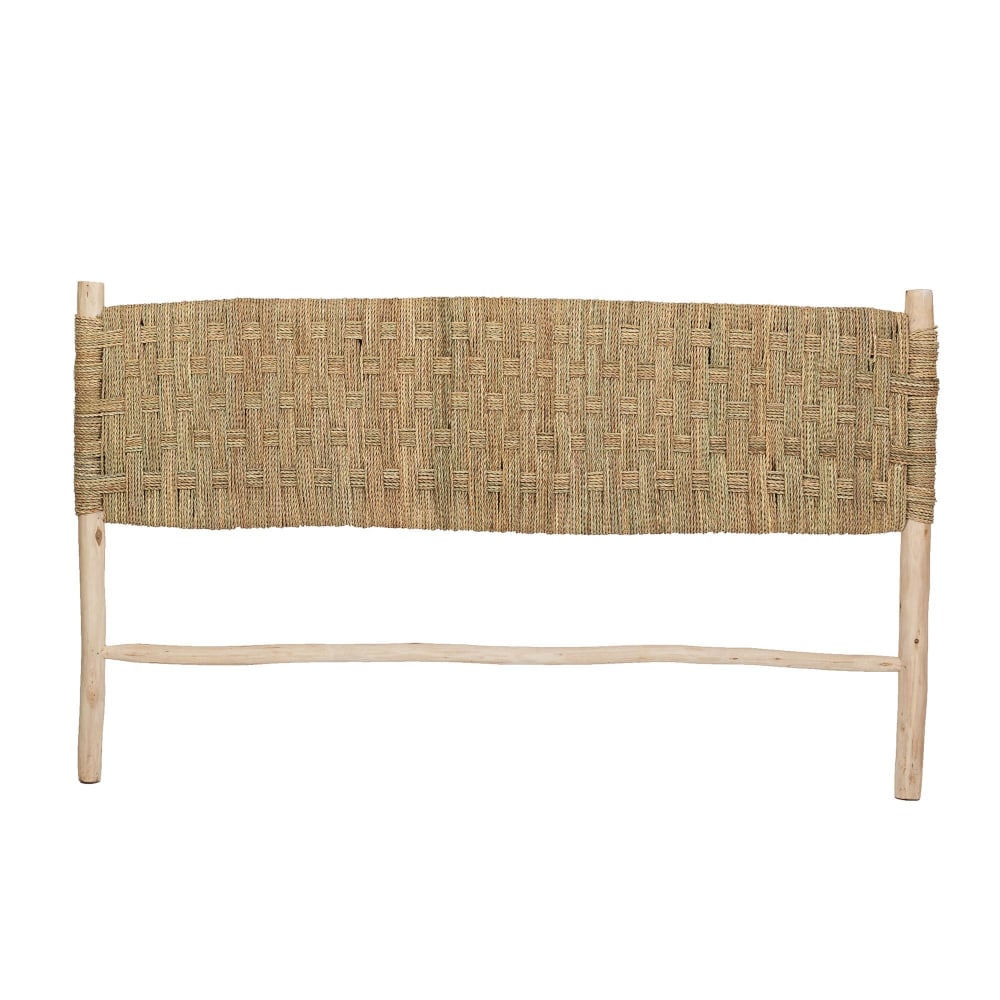 Tête de lit bohème en corde et bois d'eucalyptus 95x160x5