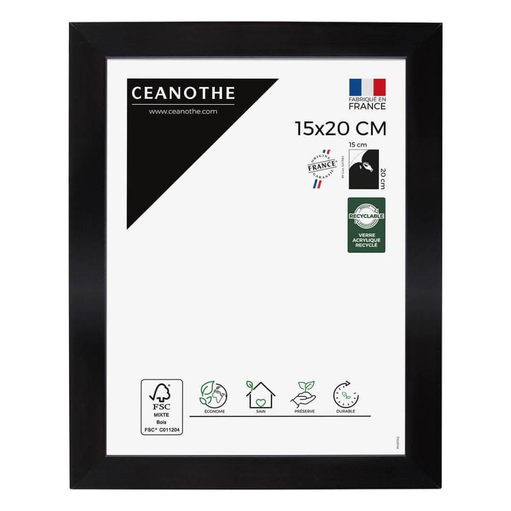 Cadre photo carbone 15x20 cm résine recyclée