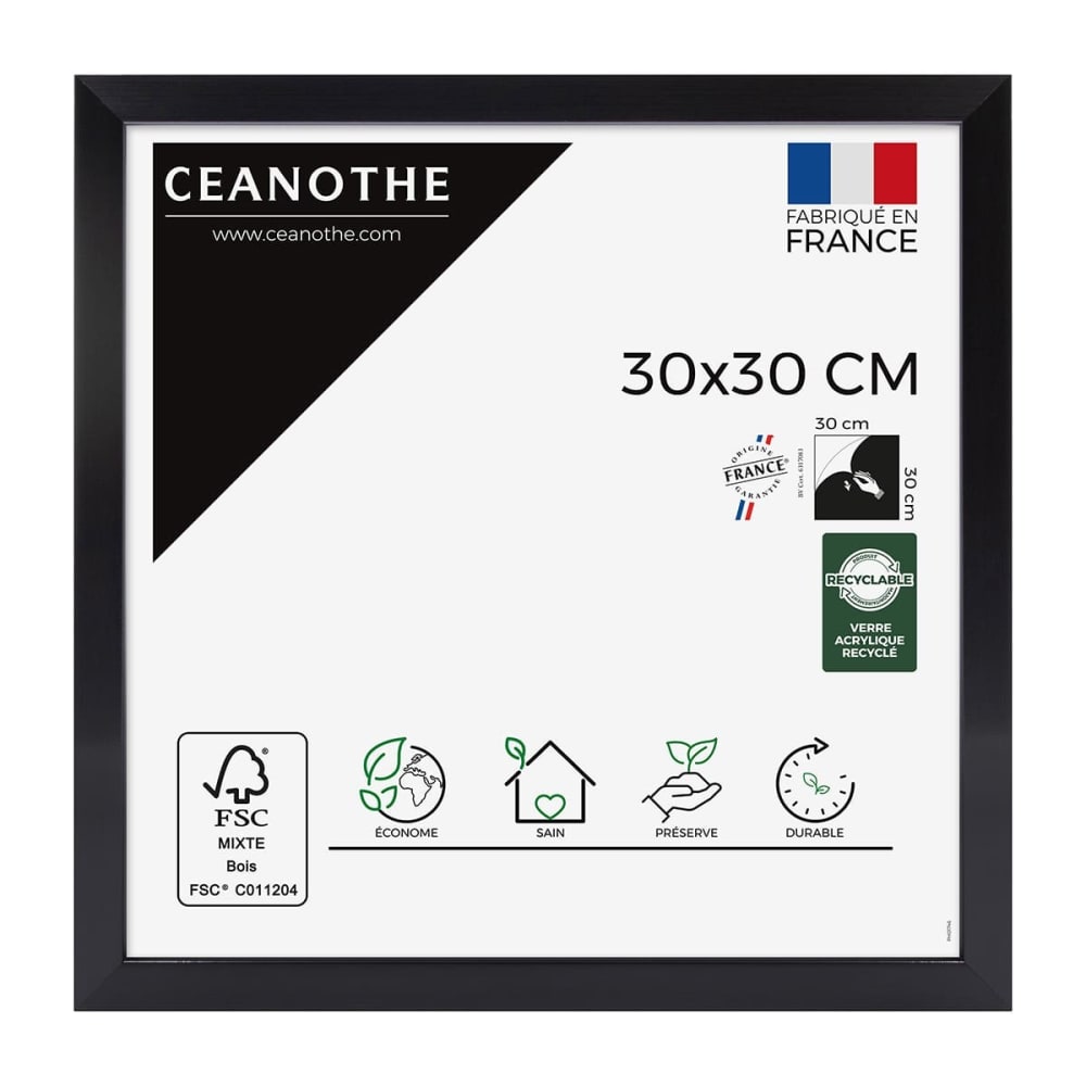 Cadre photo carbone 30x30 cm résine recyclée