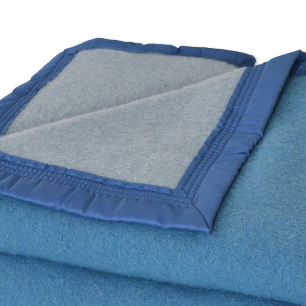 Couverture en 100% pure laine vierge 500g/m² bleu 220x240 cm