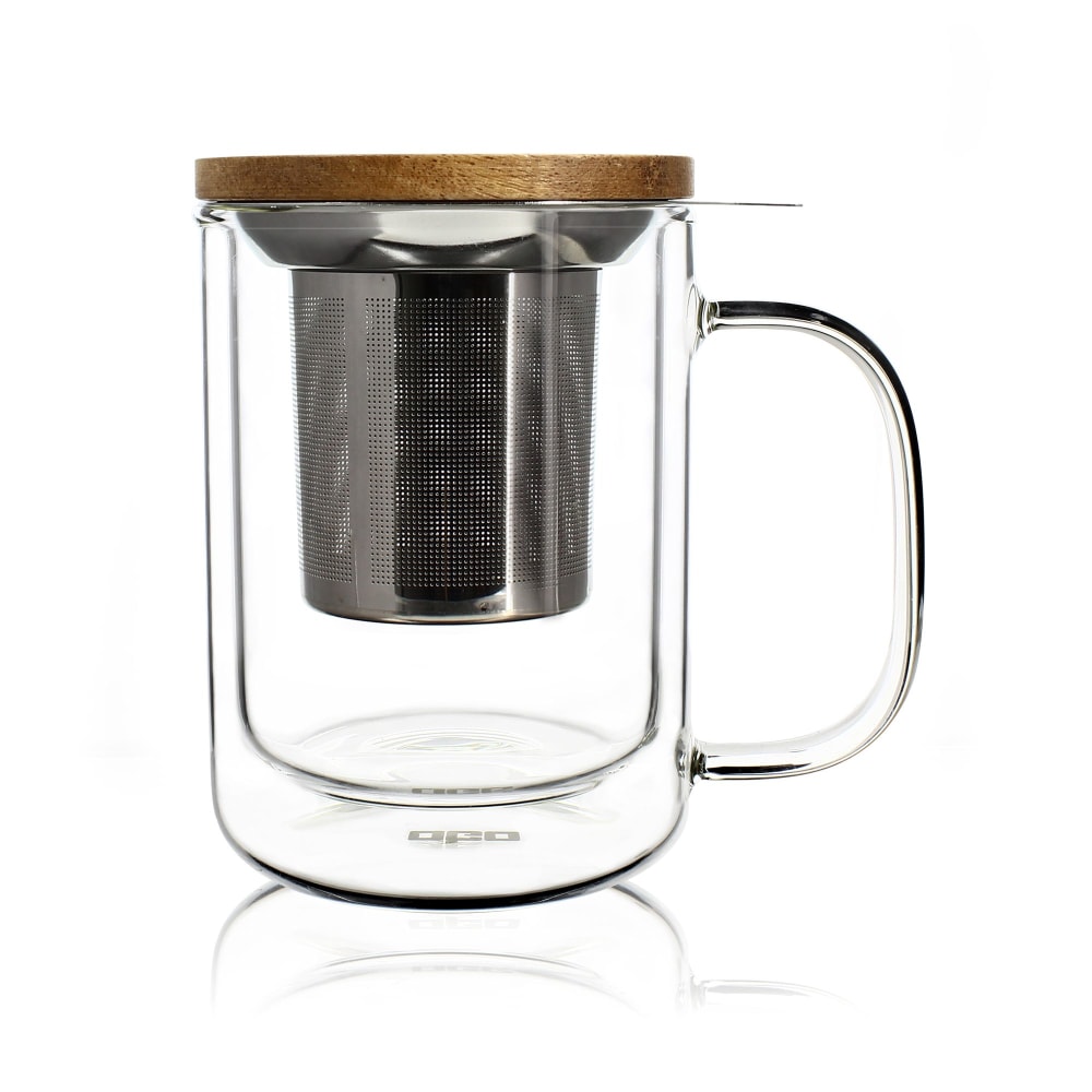 Tisanière en verre et couvercle en bois d'acacia 350ml